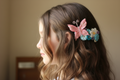 Whimsical Pink Butterly and Floral Hair Clip