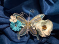 Whimsical Blue Butterly and Floral Hair Clip