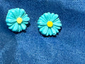Crysanthemum Stud Earrings in Bright Blue