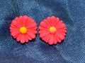 Crysanthemum Stud Earrings in Bright Pink