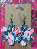 Bold Floral Print Dangle Earrings in Flower Shape