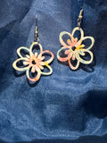 Pastel Floral Print Dangle Earrings in Flower Cutout