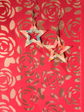 Pastel Floral Print Dangle Earrings in Star Cutout
