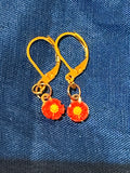 Daisy Dangle Earrings in Bright Red
